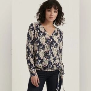 Lucky Women's‎ Chiffon Feminine Floral Top Blouse Long Sleeved Fairy Boho Size S